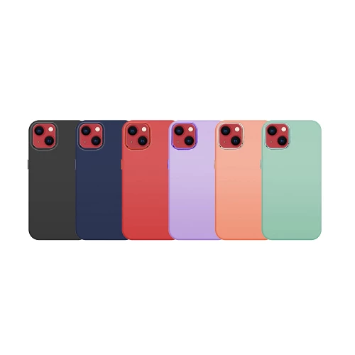 Funda Premium de Silicona para iPhone 13 Borde Camara Aluminio 6 Color