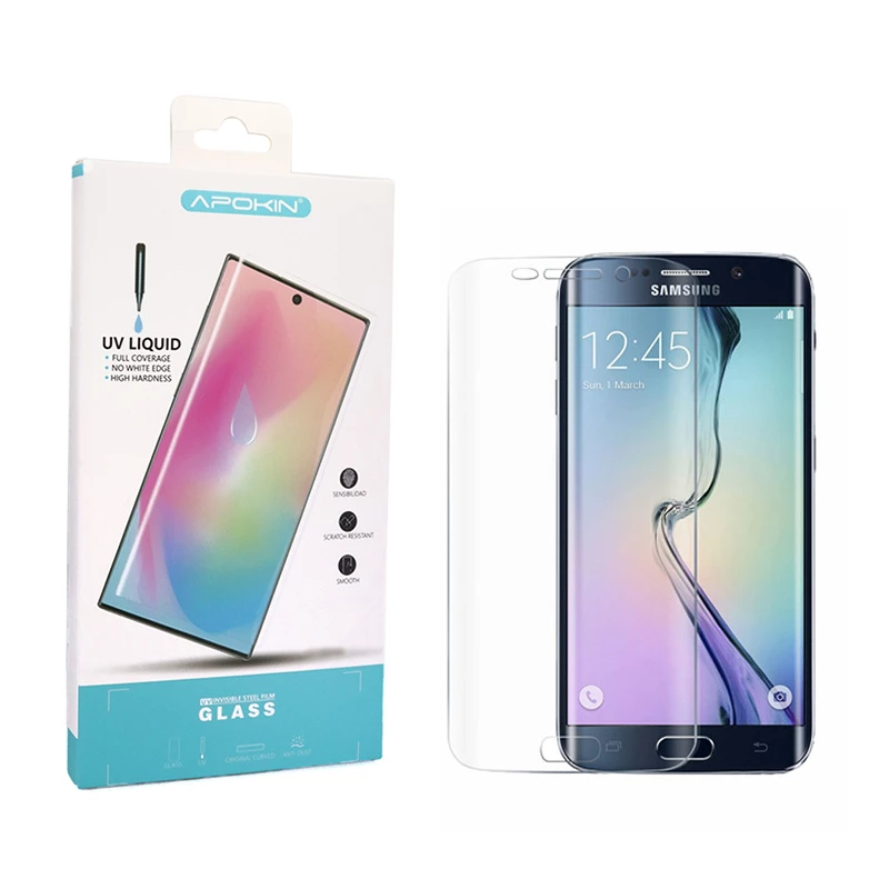 Cristal templado UV Samsung Galaxy S7 Edge Protector de Pantalla Curvo. Sin Lampara-Con Lampara