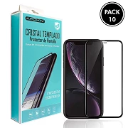 (Pack-10) Cristal templado Full Glue 9H iPhone X/XS/ 11 Pro Protector de Pantalla Curvo Negro
