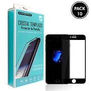 (Pack-10) Cristal templado Full Glue 9H iPhone 6/7/8 Plus Protector de Pantalla Curvo Negro