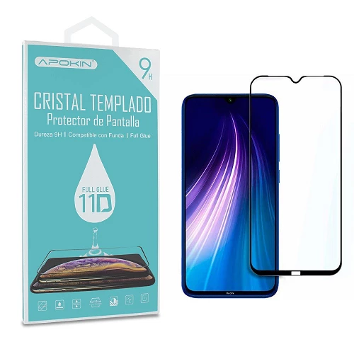 Cristal templado Full Glue 11D Premium Xiaomi Redmi Note 8/HUAWEI Y7 2019 Protector de Pantalla Curvo Negro