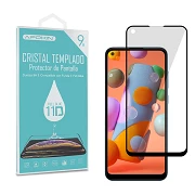 Cristal templado Full Glue 11D Premium Samsung A11/ Redmi Note 9 Protector de Pantalla Curvo Negro