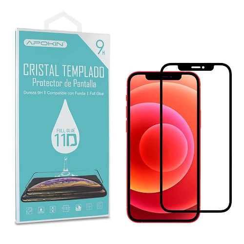 Cristal templado Full Glue 11D Premium iPhone 12 Mini 5.4" Protector de Pantalla Curvo Negro