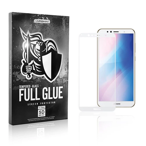 Cristal templado Full Glue 5D Huawei Y6 2018 Protector de Pantalla Curvo Blanco