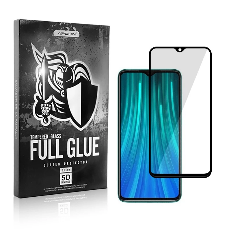Cristal templado Full Glue 5D Xiaomi Note 8 Pro Protector de Pantalla Curvo Negro