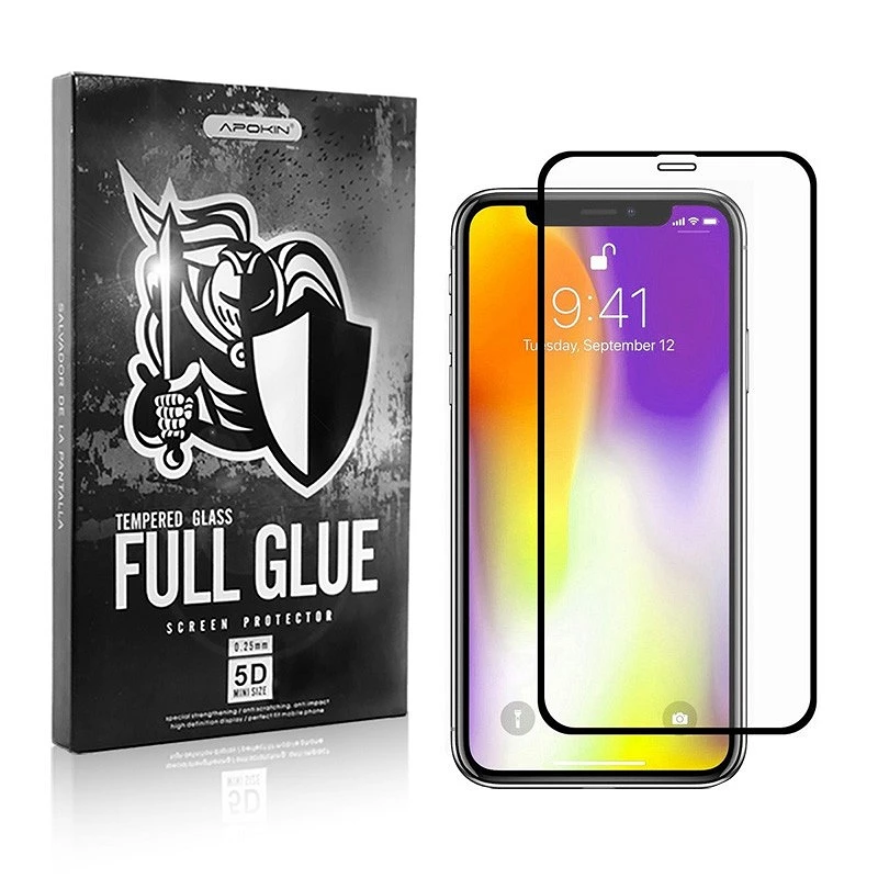 Cristal templado Full Glue 5D IPhone 11 Pro Max (Xs Max) Protector de Pantalla Curvo Negro