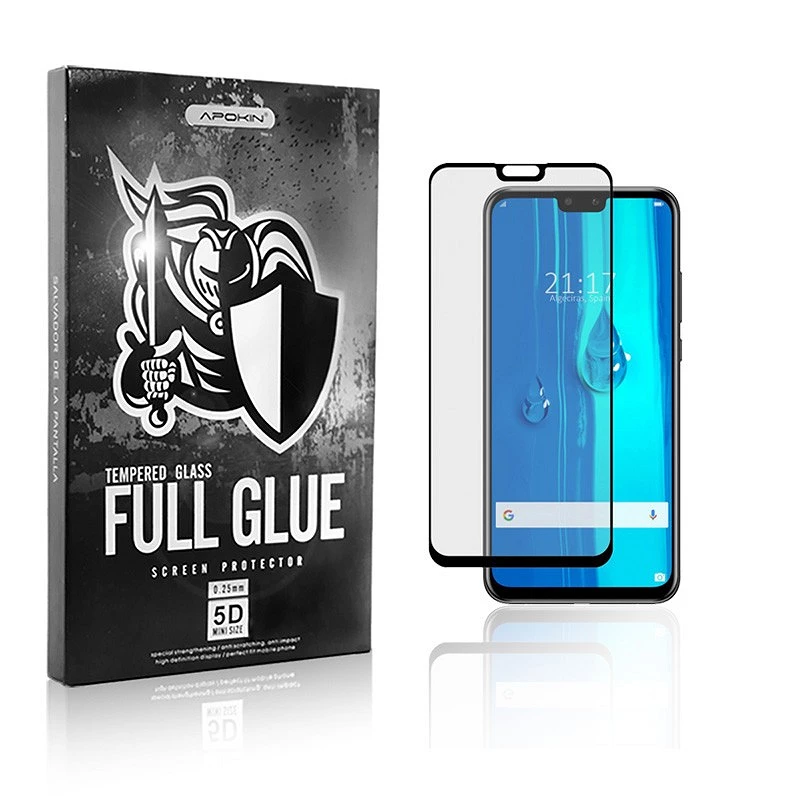 Cristal templado Full Glue 5D Huawei Y9 2019 Protector de Pantalla Curvo Negro