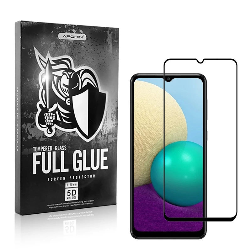 Cristal templado Full Glue 5D Samsung Galaxy A02 Protector de Pantalla Curvo Negro
