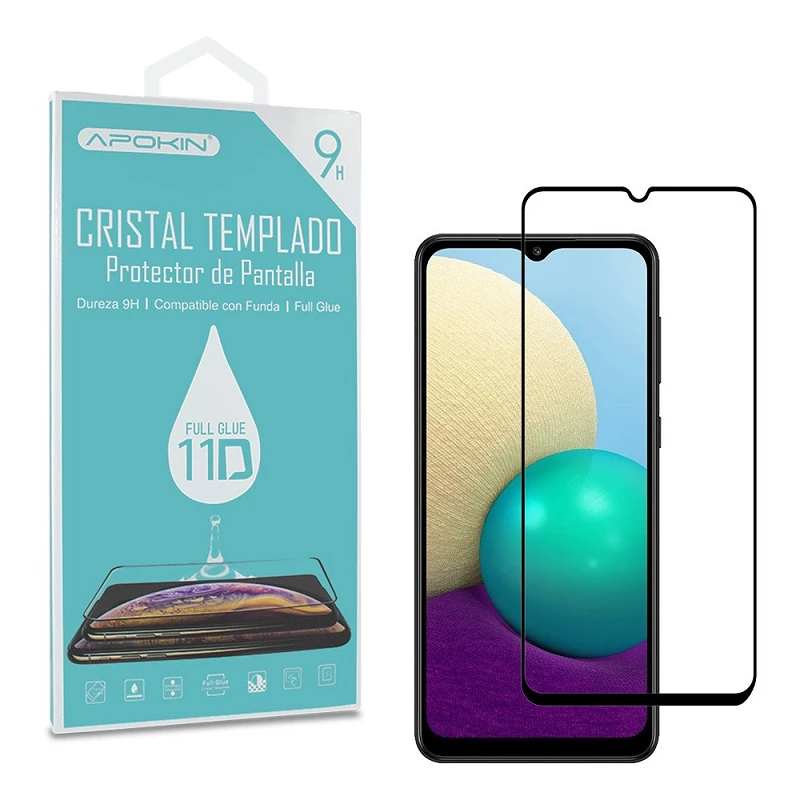 Cristal templado Full Glue 11D Premium Samsung Galaxy A02 Protector de Pantalla Curvo Negro