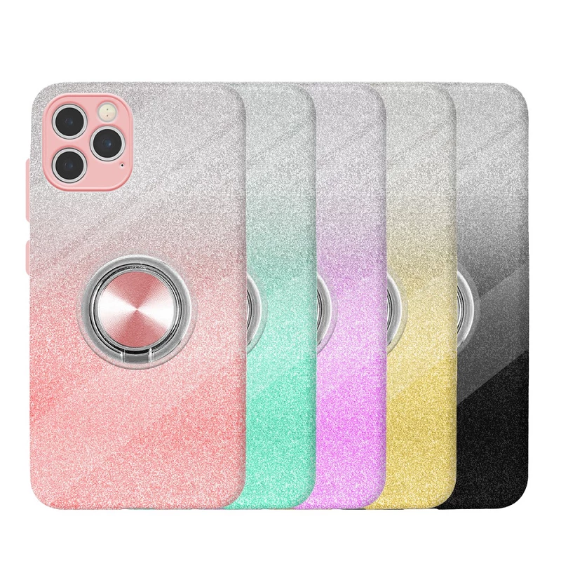 Funda Silicona Brillante iPhone 12 Pro/12 6.1" con Imán y Soporte de Anilla 360º 5 Colores