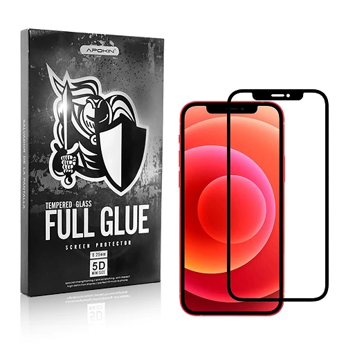 Cristal templado Full Glue 5D IPhone 12 Mini 5.4" Protector de Pantalla Curvo Negro