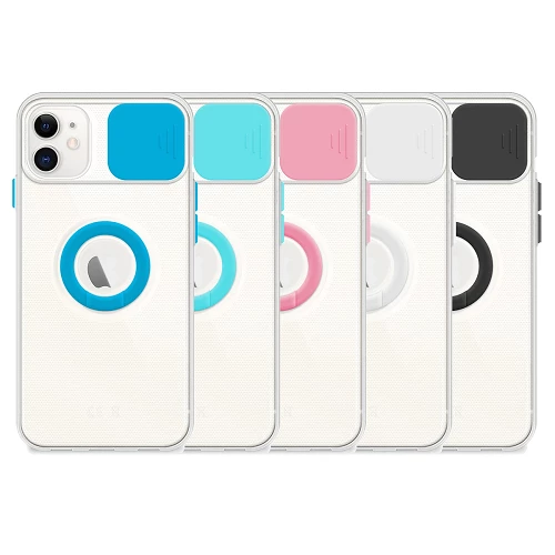 Funda iPhone 11 Transparente con Anilla y Cubre Cámara 5 Colores