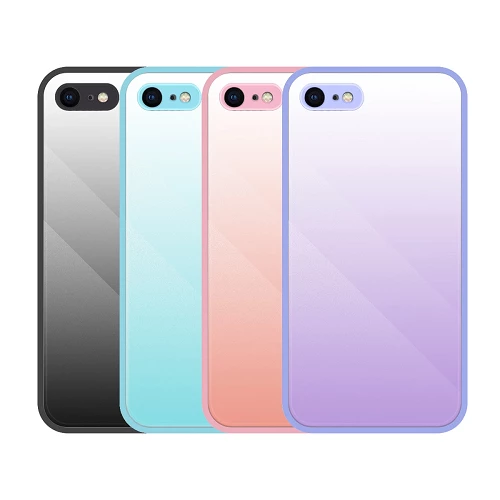 Funda Silicona Tempered Glass iPhone 7/8/SE2020 - 6 Colores