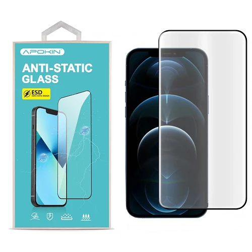 Full Glue 9H Tempered Glass with Anti-Static Glue iPhone 12 Pro Max 6.7" Black Curved Screen Protector