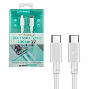 (Pack 12) Ultra-fast Data Cable 3.0A USB-C/USB-C 5A 100W High Performance Cable 2Metros - White