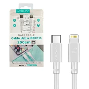 (Pack 12) Ultra-Quick Data Cable 3.0A Lightning/USB-C 3A 20W Cable High Performance 3Metros - White