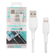 (Pack 12) Cable con Doble Reforzado Datos y Carga Rápida 12w APOKIN USB 2.4 a Lightning 1m
